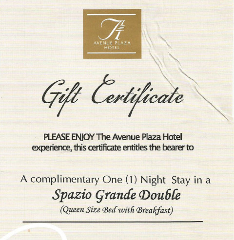 Avenue Plaza Hotel GC Giveaway