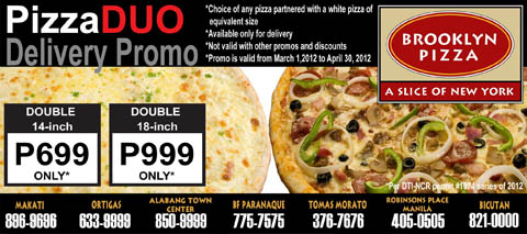 Brooklyn Pizza Pizza Duo Delivery Promo