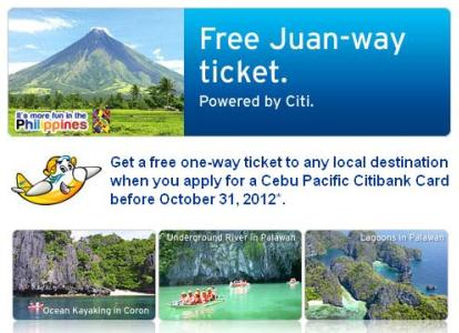 Free Juan Way Ticket from Cebu Pacific Citibank Card