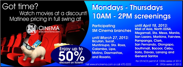 SM Cinema 50% Discount