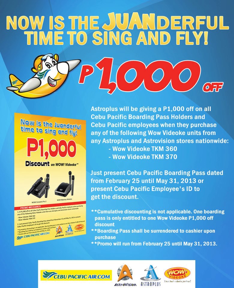 Wow Videoke, Cebu Pacific Air and Astroplus Promo