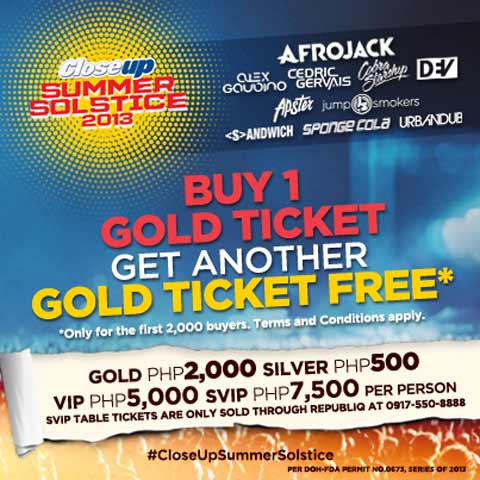 Close Up Summer Solstice Buy 1 Get 1 Ticket Promo