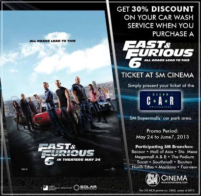 SM Cinema Fast & Furious 6 Carwash Discount