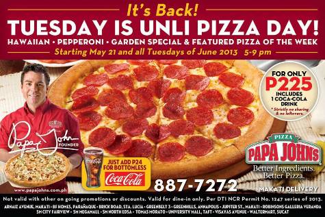 Papa John’s Unli Pizza Tuesday
