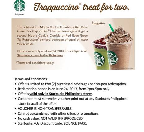 Starbucks Frappuccino Treat for TWO