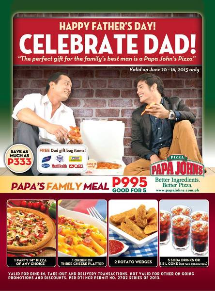 Papa John’s Pizza Father’s Day Promo