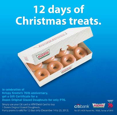 Krispy Kreme & Citibank 12 Days  of Christmas Treats Promo