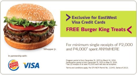 EastWest Bank Free Burger King Treats