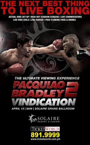Watch PACQUIAO VS. BRADLEY 2  at Solaire