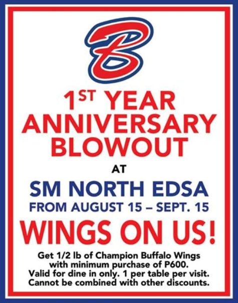 Buffalo’s Wings N’ Things Anniversary Blowout at SM North