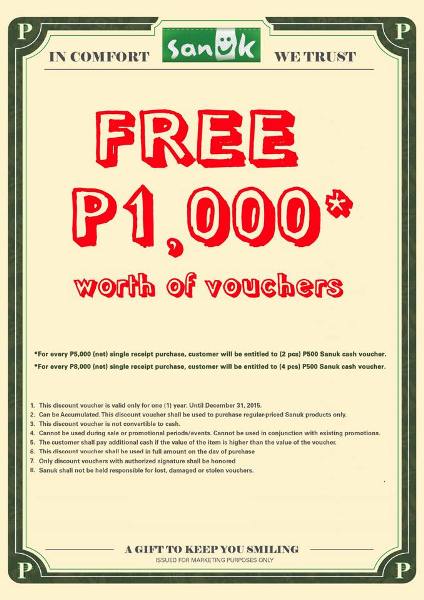 Sanuk FREE Cash Vouchers