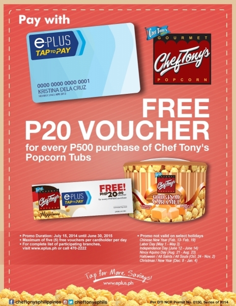 e-PLUS Tap to Pay card and Chef Tony’s Promo