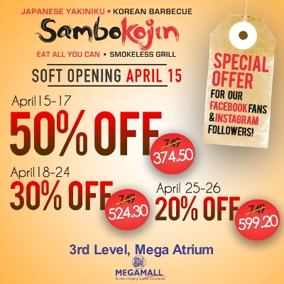 Sambo Kojin SM Megamall – Soft Opening Promo